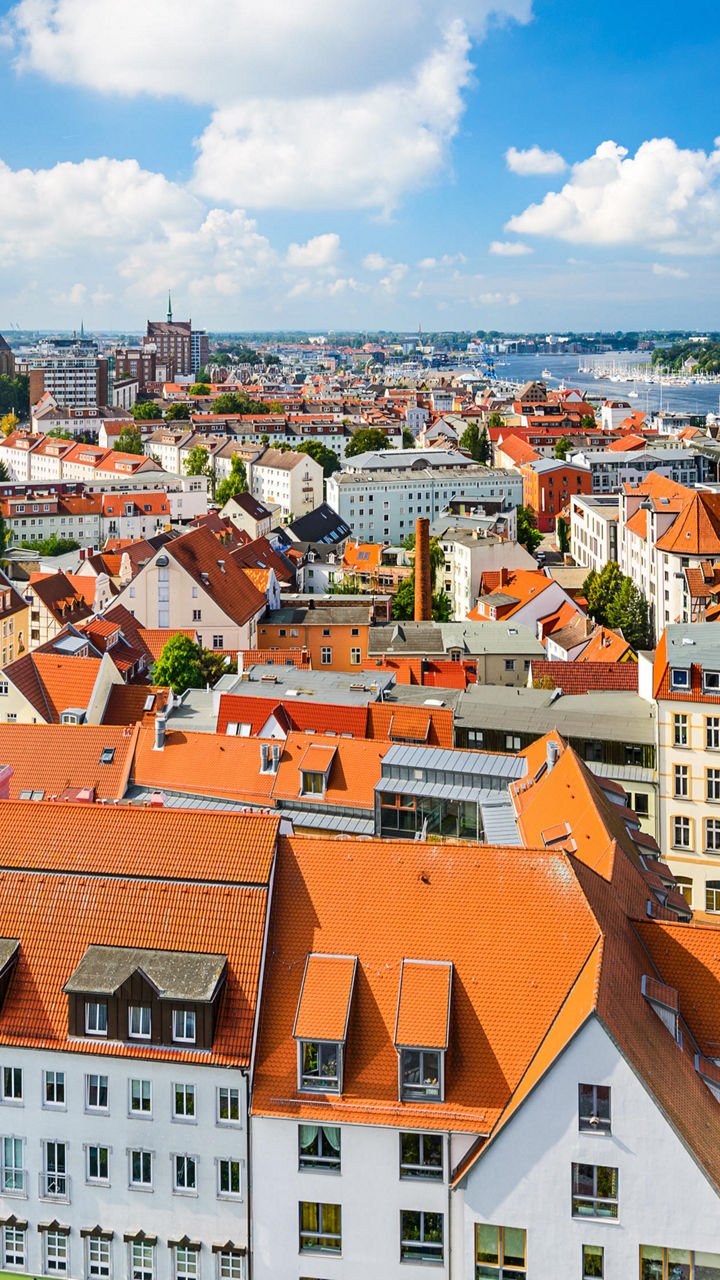 Scenic aerial view of Rostock cityscape