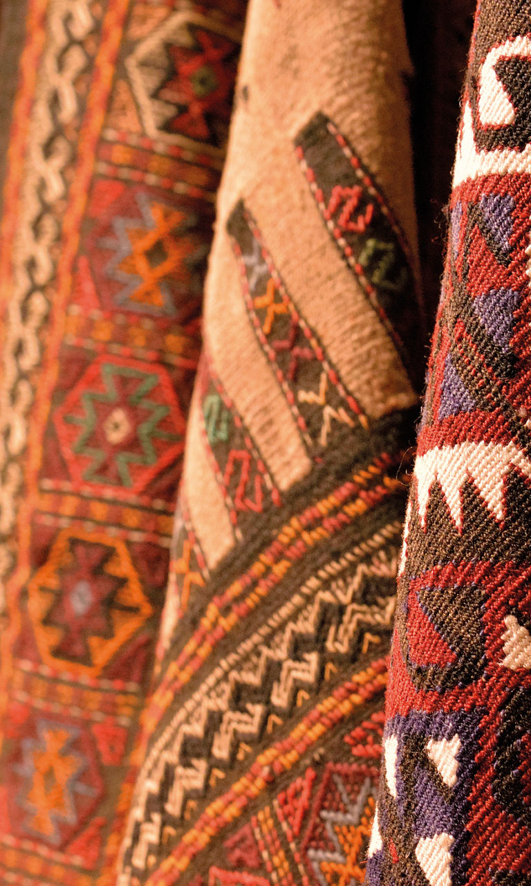 Colorful traditional woven textile patterns