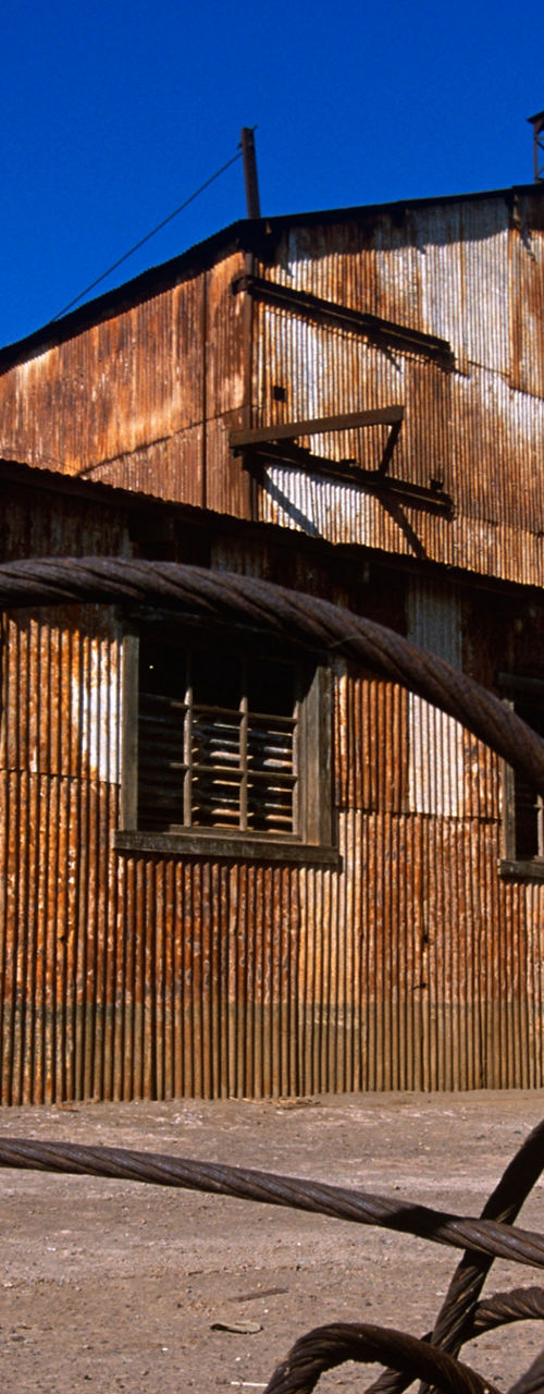 Rustic industrial building with metal coils