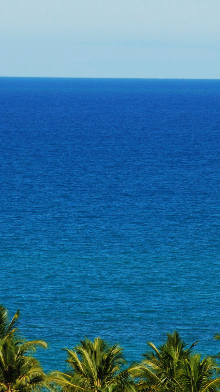 Colorful sailboat on tropical ocean horizon