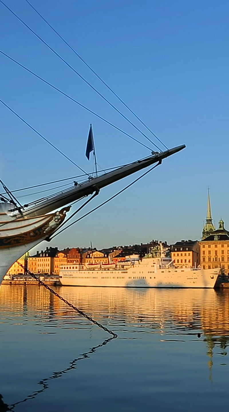 Historic ship docked near Stockholm waterfront
