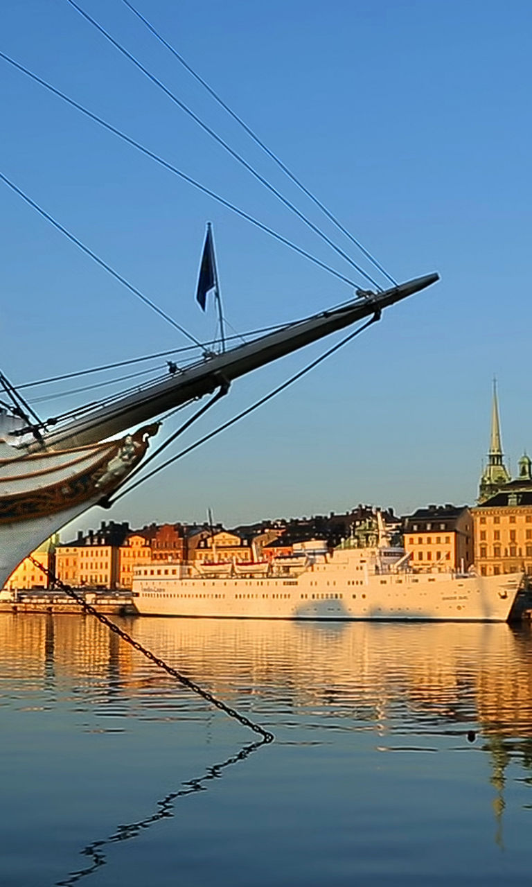 Historic ship docked near Stockholm waterfront