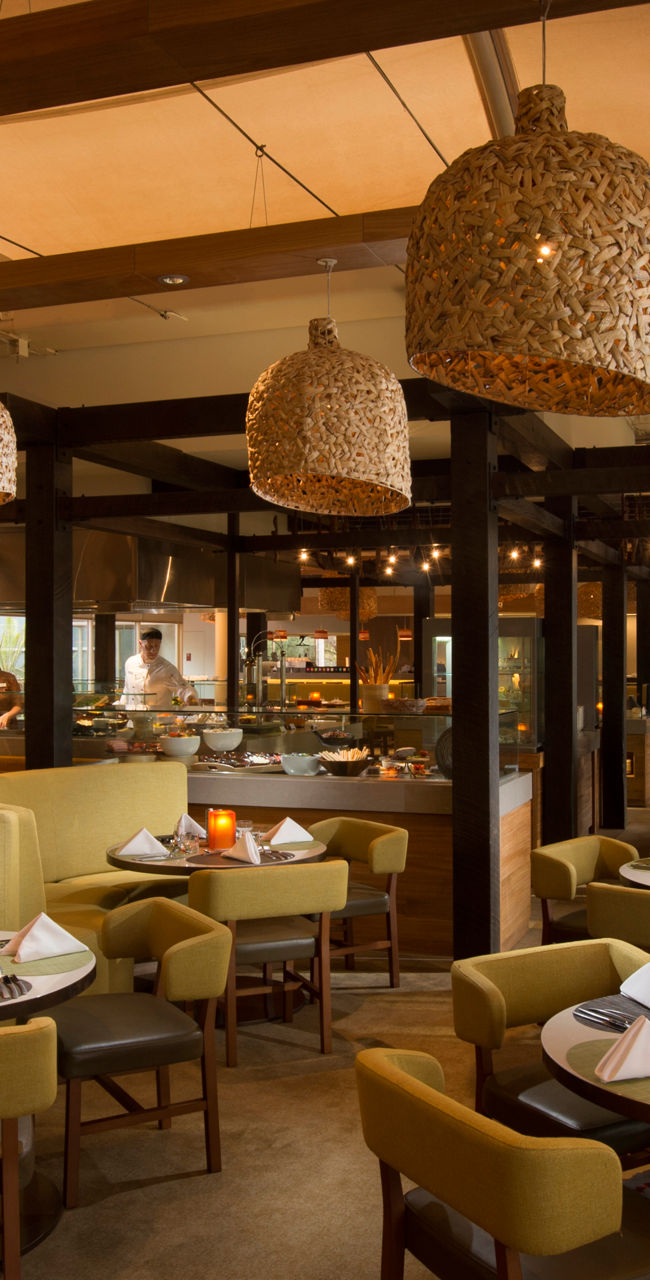 Elegant restaurant interior with warm lighting