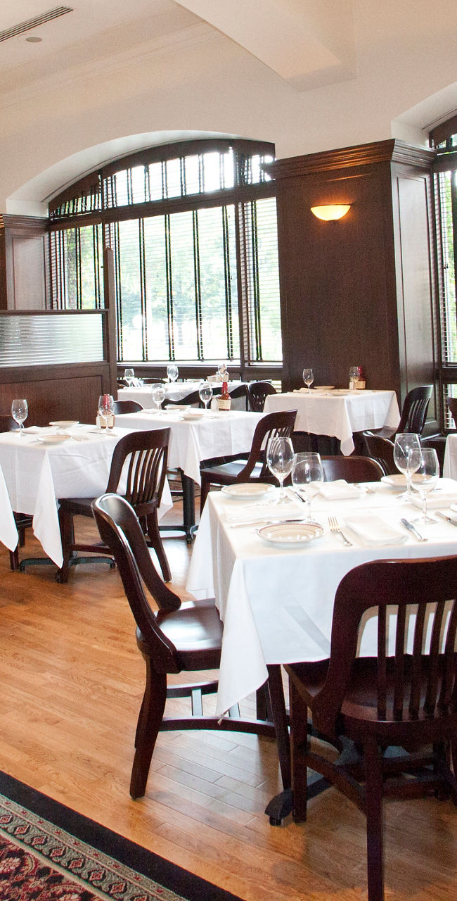 Elegant restaurant interior with natural lighting