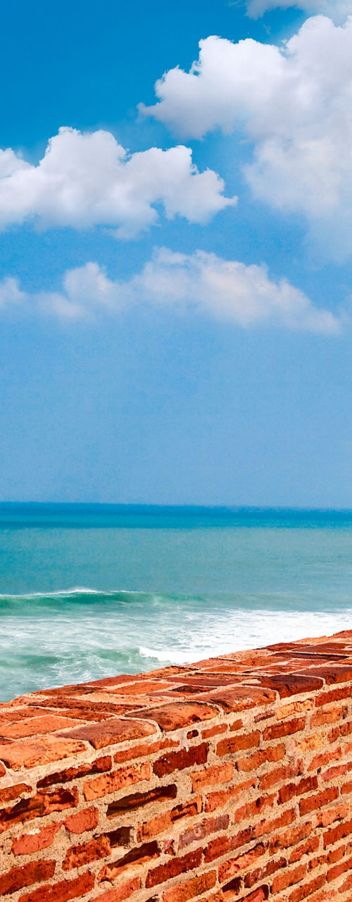 Historic stone turret overlooking ocean