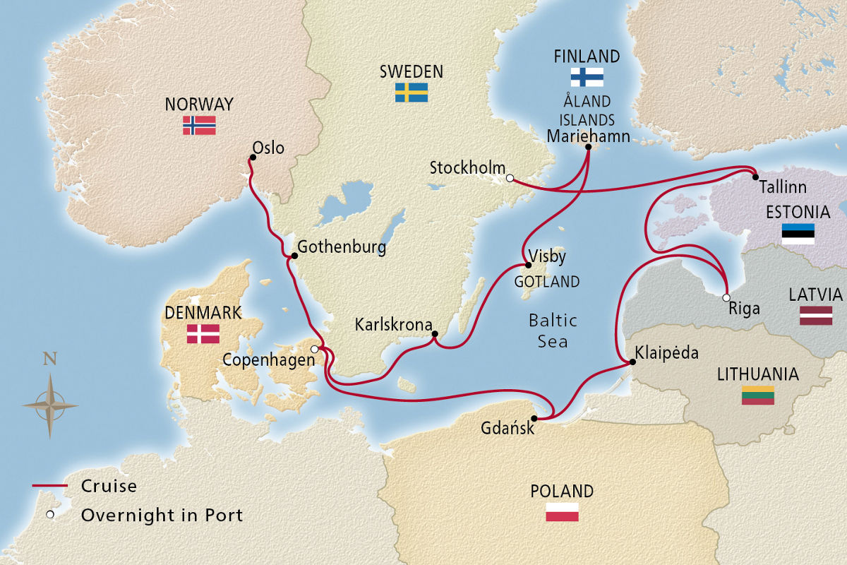 Scandinavia & Baltic Capitals – route map