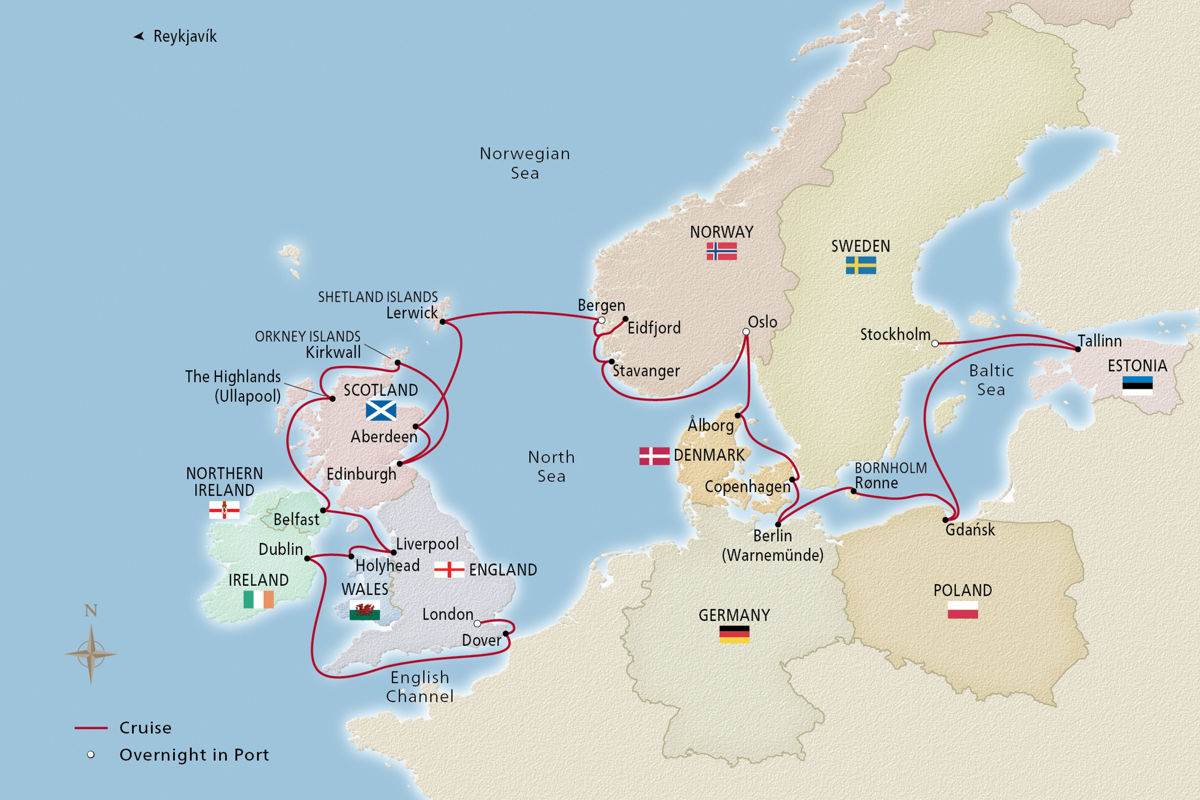 Scandinavia & the British Isles – route map