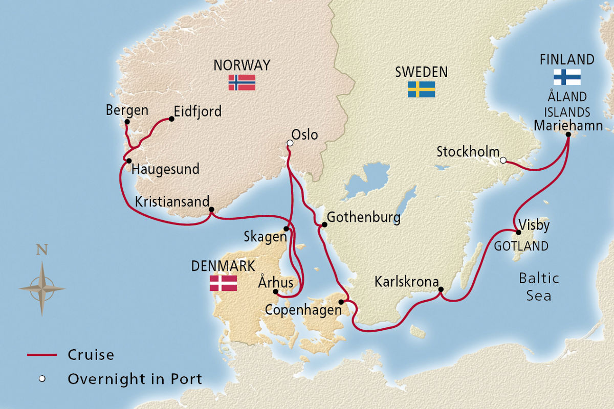 Scenic Scandinavia & Baltic Jewels – route map