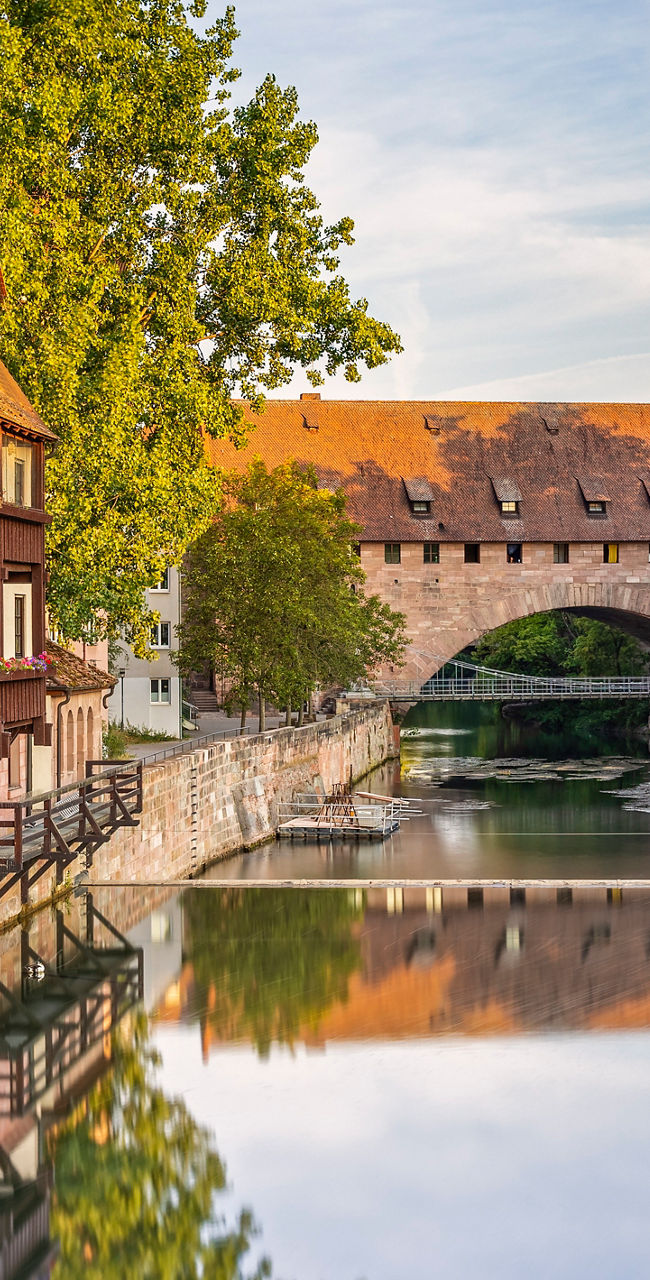 Historic riverside architecture in Nuremberg