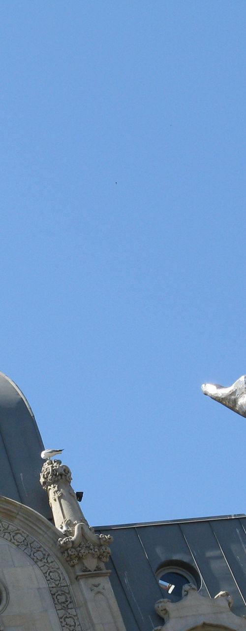 Sculpture with historic building backdrop