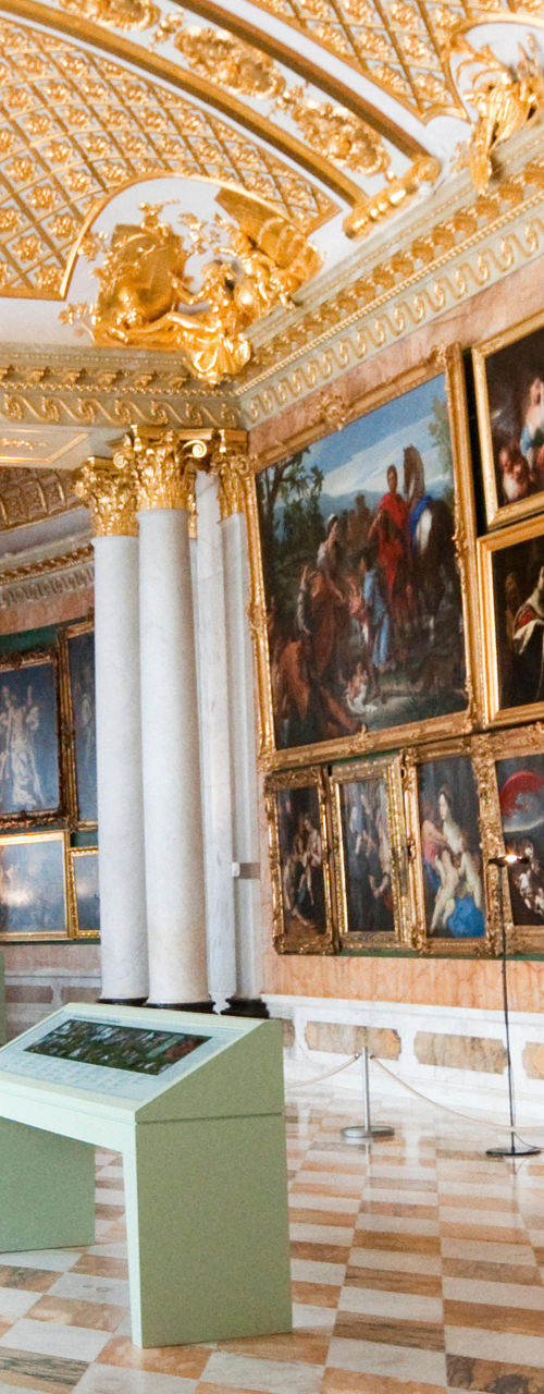 Elegant museum gallery with marble bust