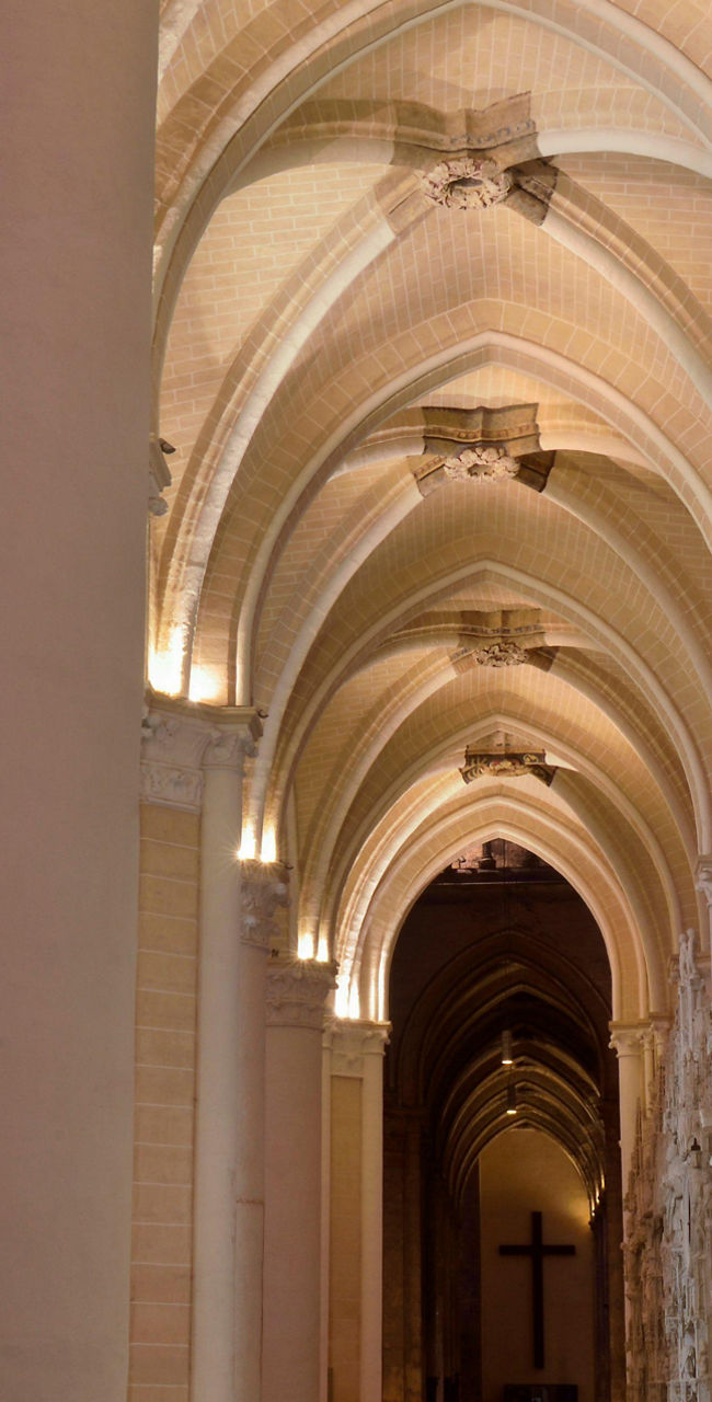 Majestic Gothic cathedral interior with sculptures