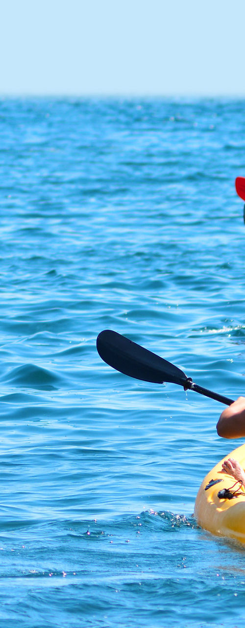 Group Kayaking Adventure on Open Blue Sea