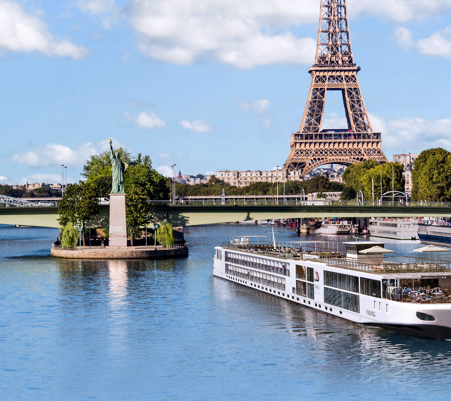 River cruise boat near Eiffel Tower