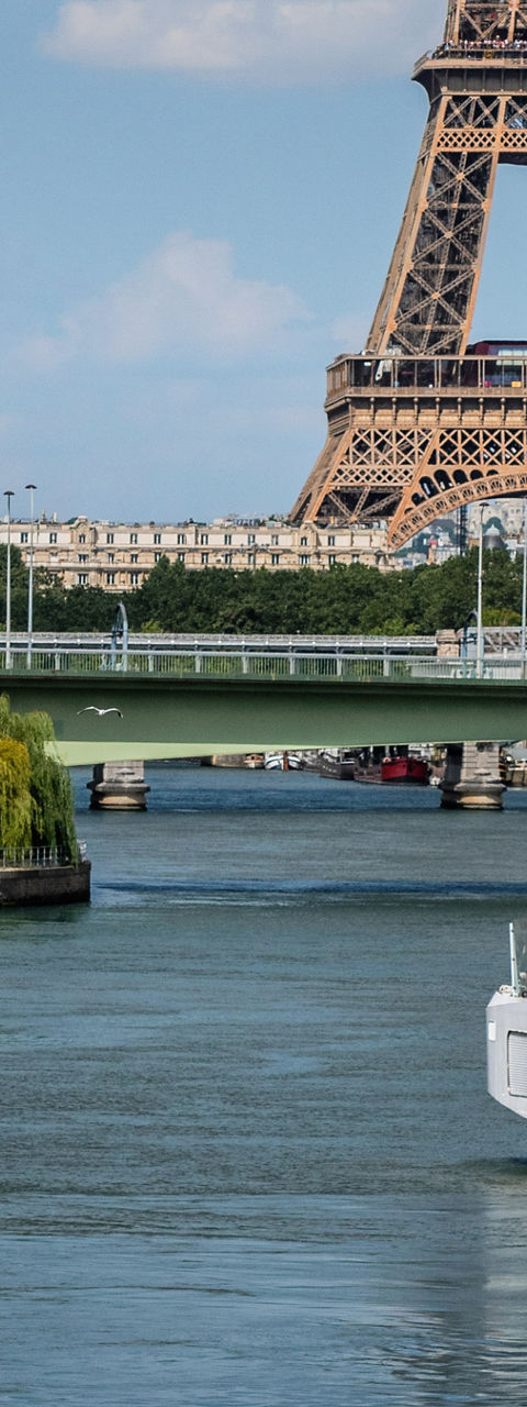 Eiffel Tower view with Seine River cruise