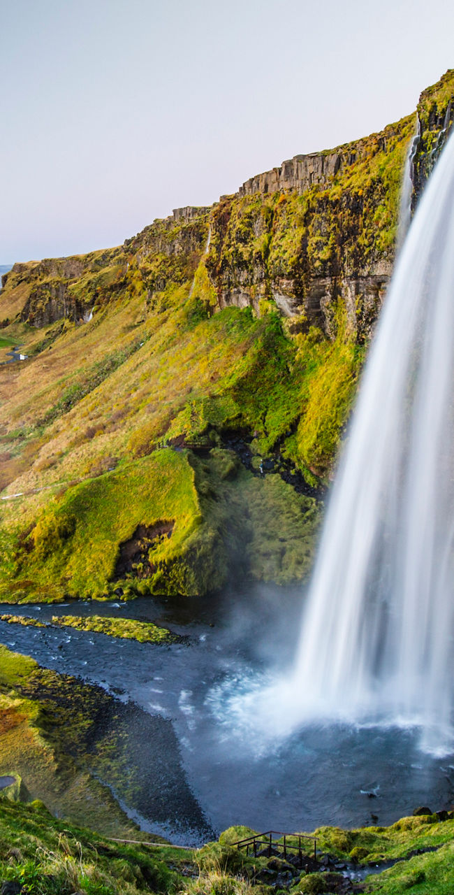 Scenic waterfall in Icelandic countryside