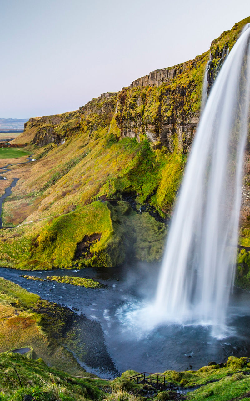 Scenic waterfall in Icelandic countryside