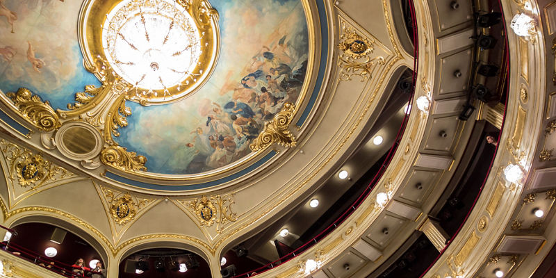 Elegant Theater Ceiling with Ornate Design