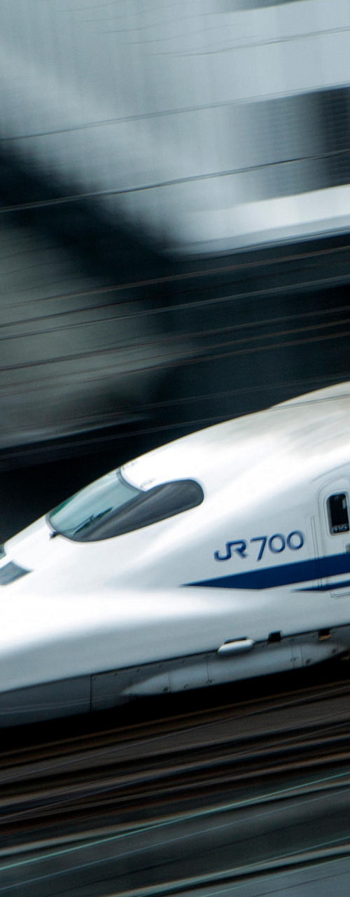 High-speed JR700 train in motion