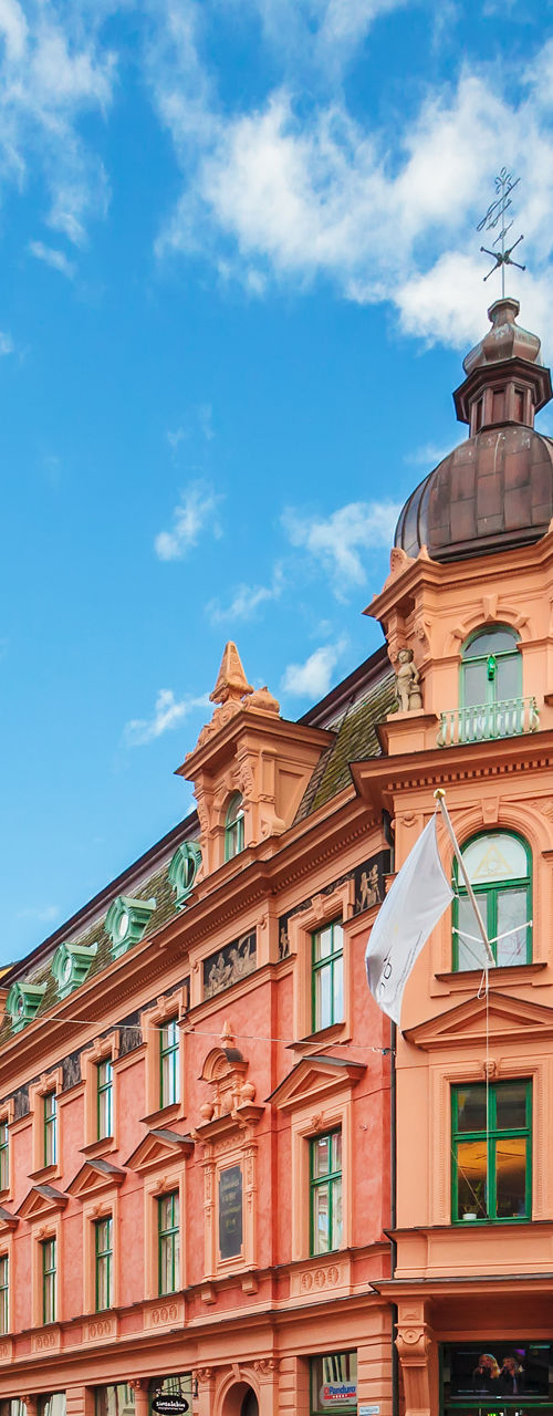 Historic European street with ornate architecture
