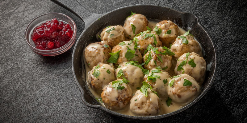 Swedish meatballs with creamy sauce and lingonberry