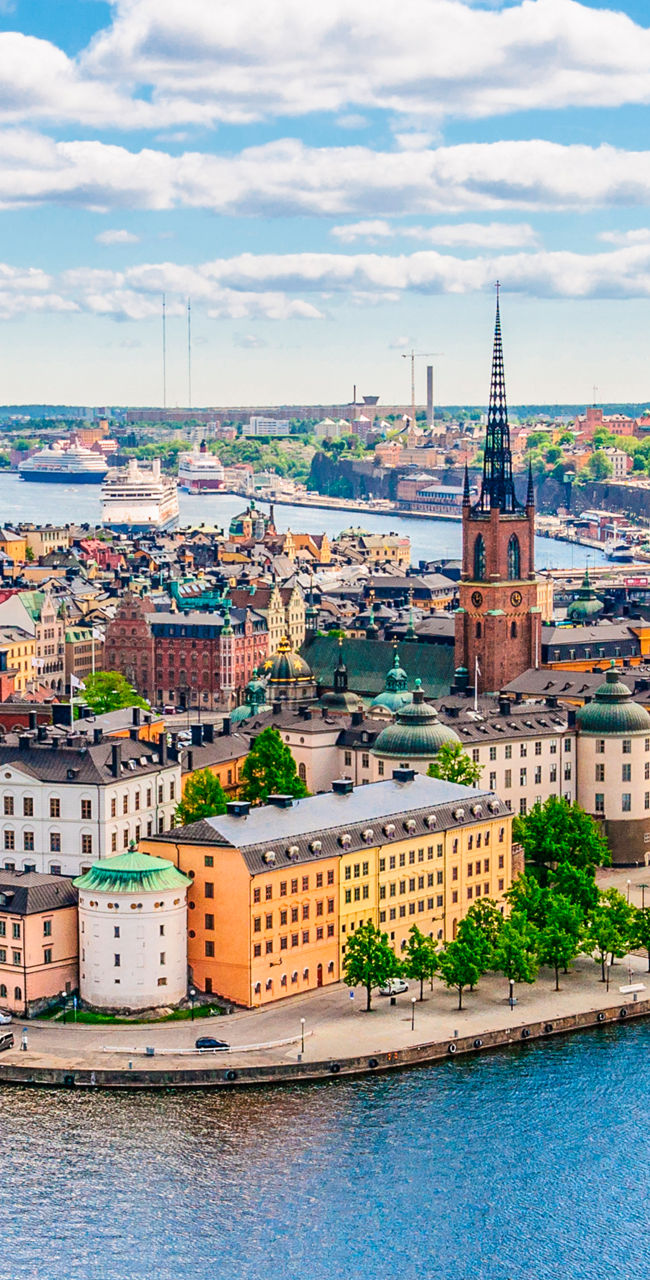 Scenic view of Stockholm cityscape and waterways