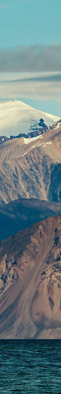Scenic mountain range with snowy peaks
