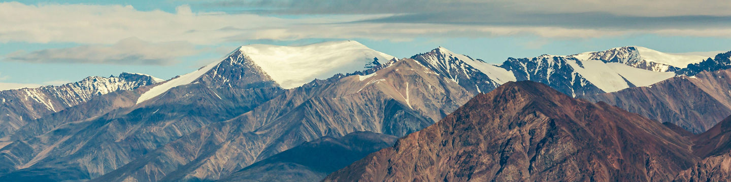 Scenic mountain range with snowy peaks