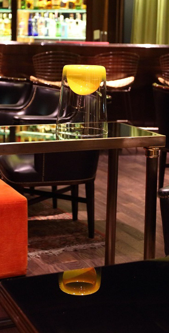 Modern lounge bar with vibrant seating