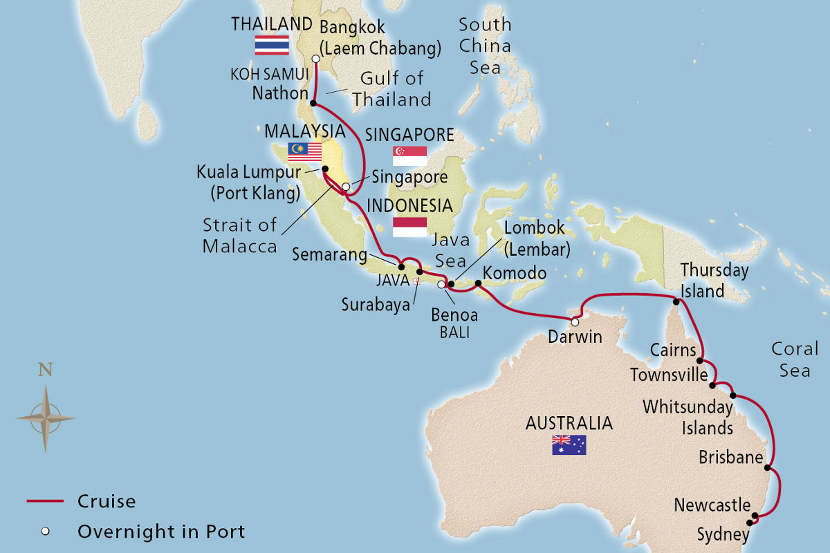 South Pacific Sojourn – route map