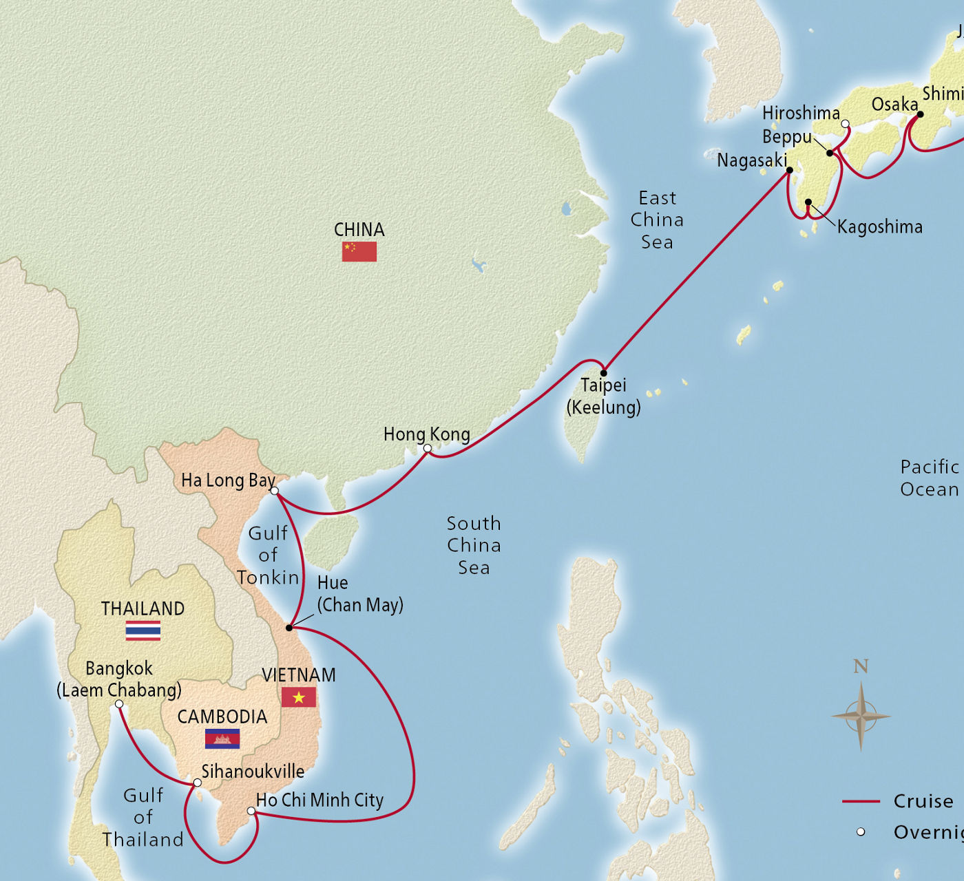 Map of Southeast Asia Horizons itinerary