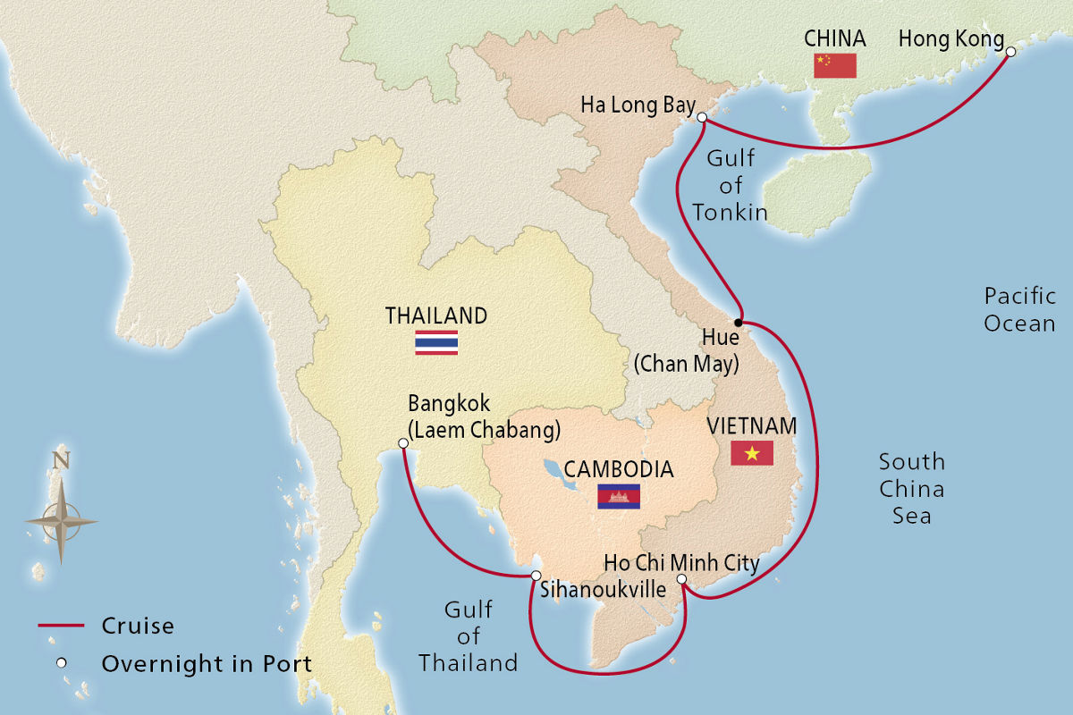 Southeast Asia & Hong Kong – route map