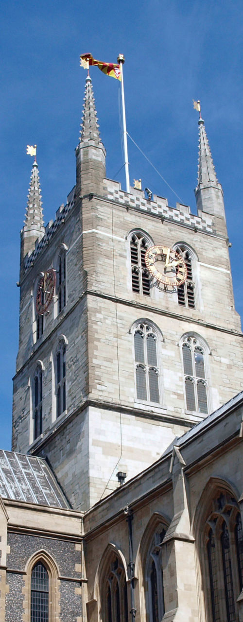 Historic Southwark Cathedral under blue sky