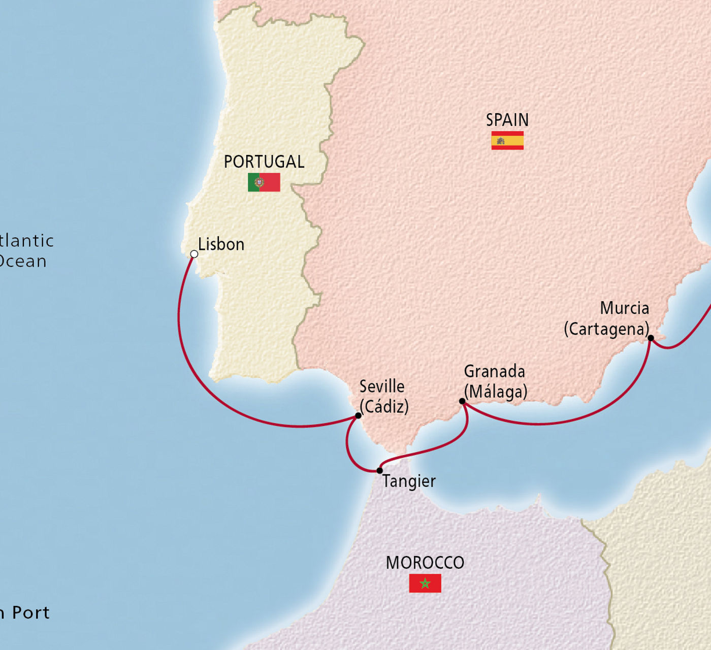 Map of Spain & Portugal Discovery itinerary