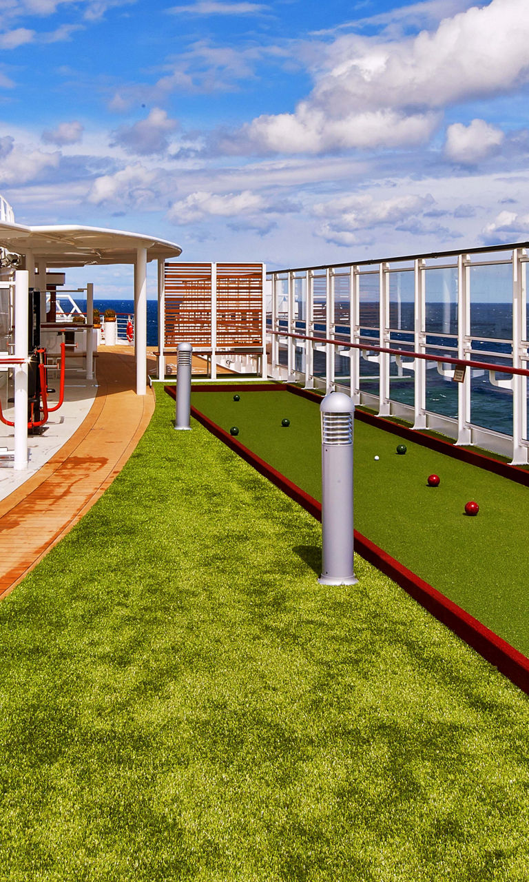 Cruise ship outdoor fitness and leisure deck