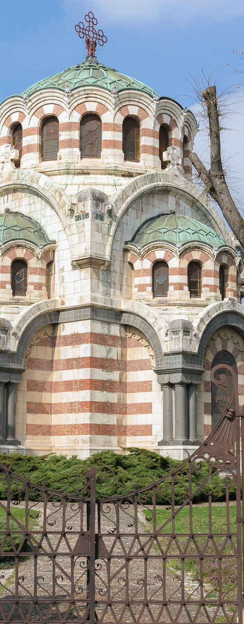 Historic church with cannons at entrance