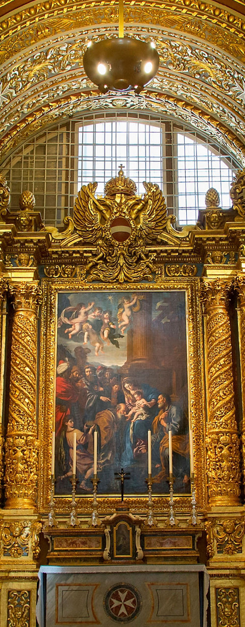 Ornate golden church interior with altar