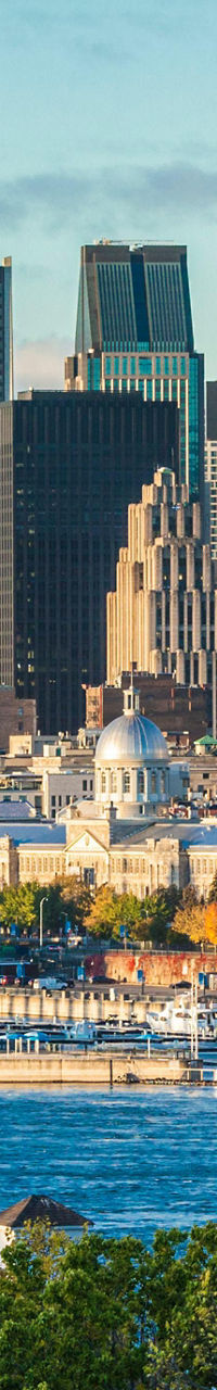 Montreal cityscape with waterfront view