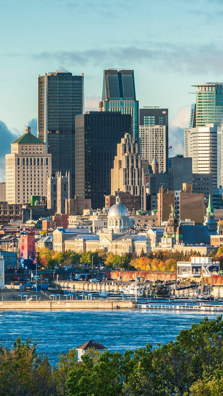 Montreal cityscape with waterfront view