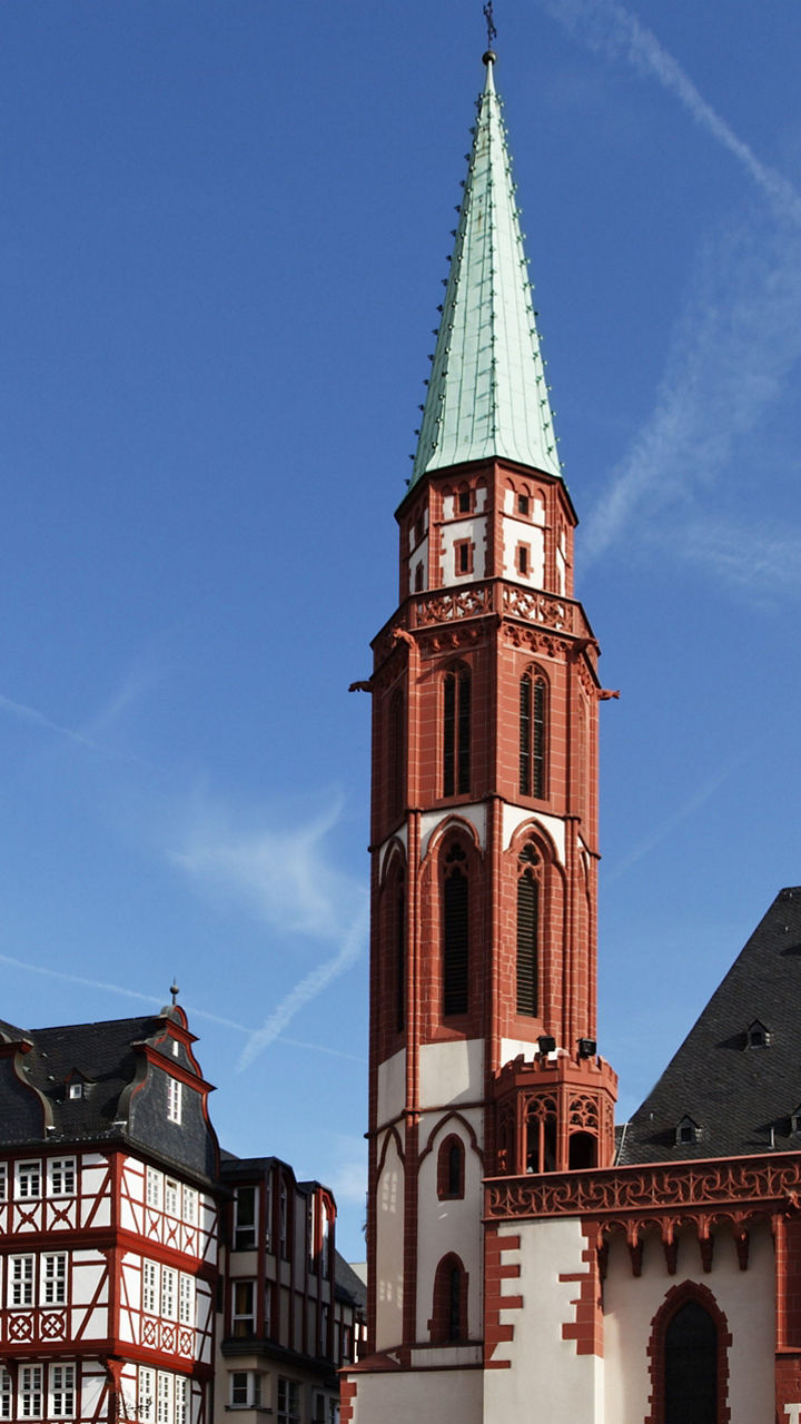 Historic church in Frankfurt city square