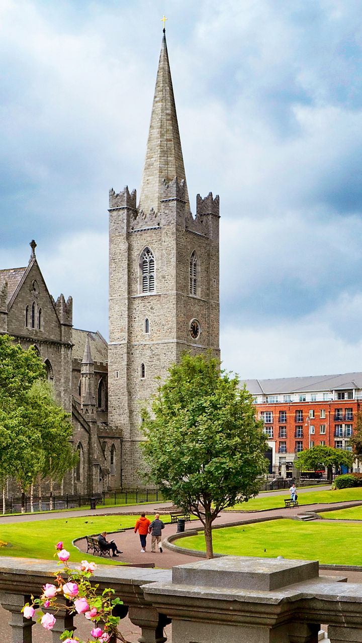 St. Patrick's Cathedral with lush gardens