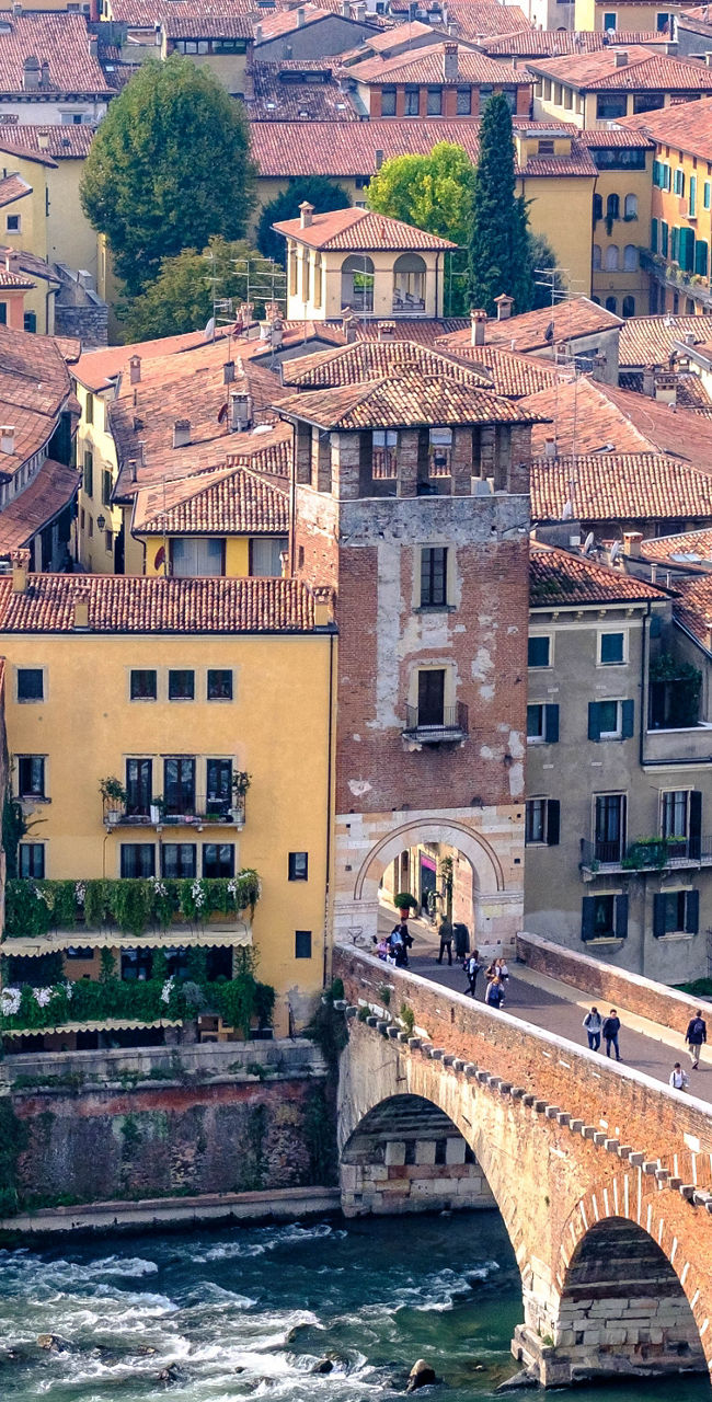 Historic Stone Bridge in Italian Cityscape