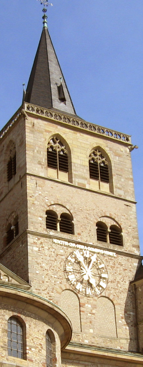 Historic Romanesque Cathedral in Sunlight