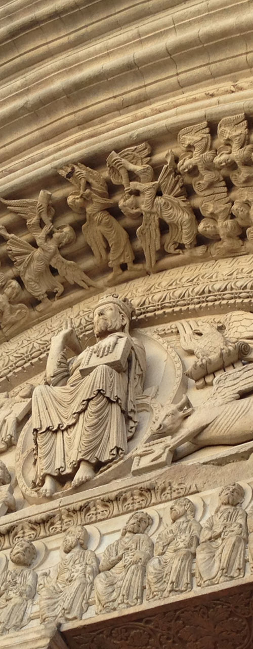 Ornate cathedral entrance with carved arch