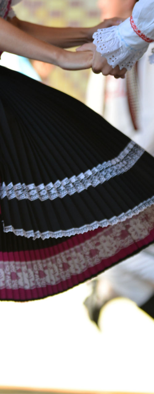 Traditional folk dancers in vibrant costumes