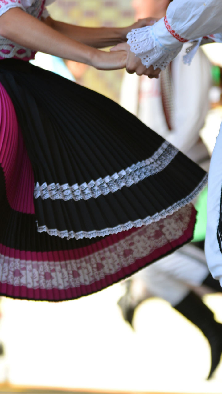 Traditional folk dancers in vibrant costumes