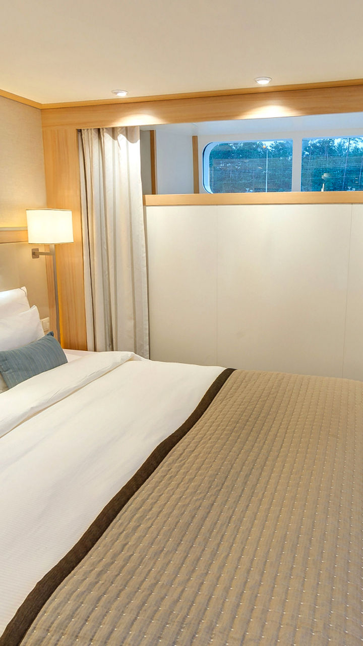 Modern hotel room with king-size bed