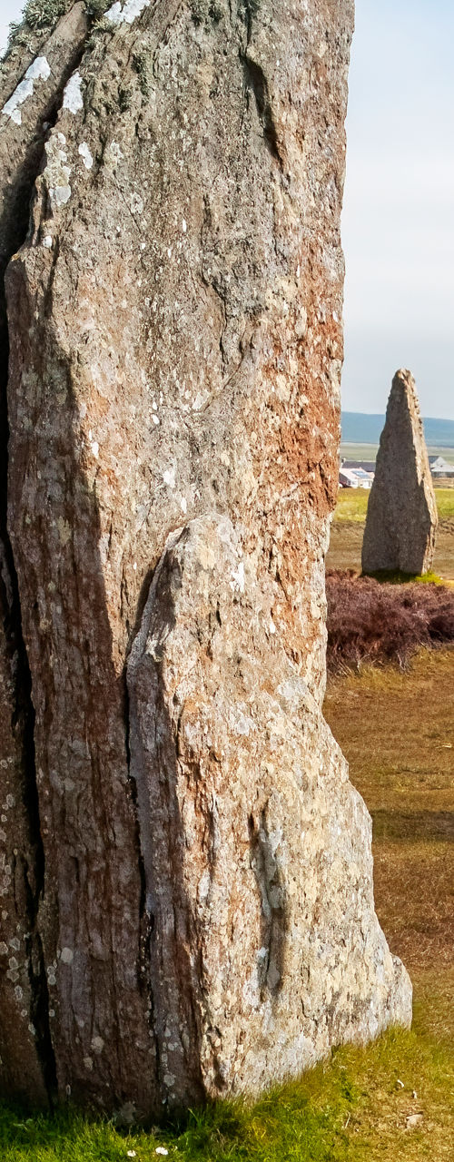 Ancient standing stones in scenic landscape