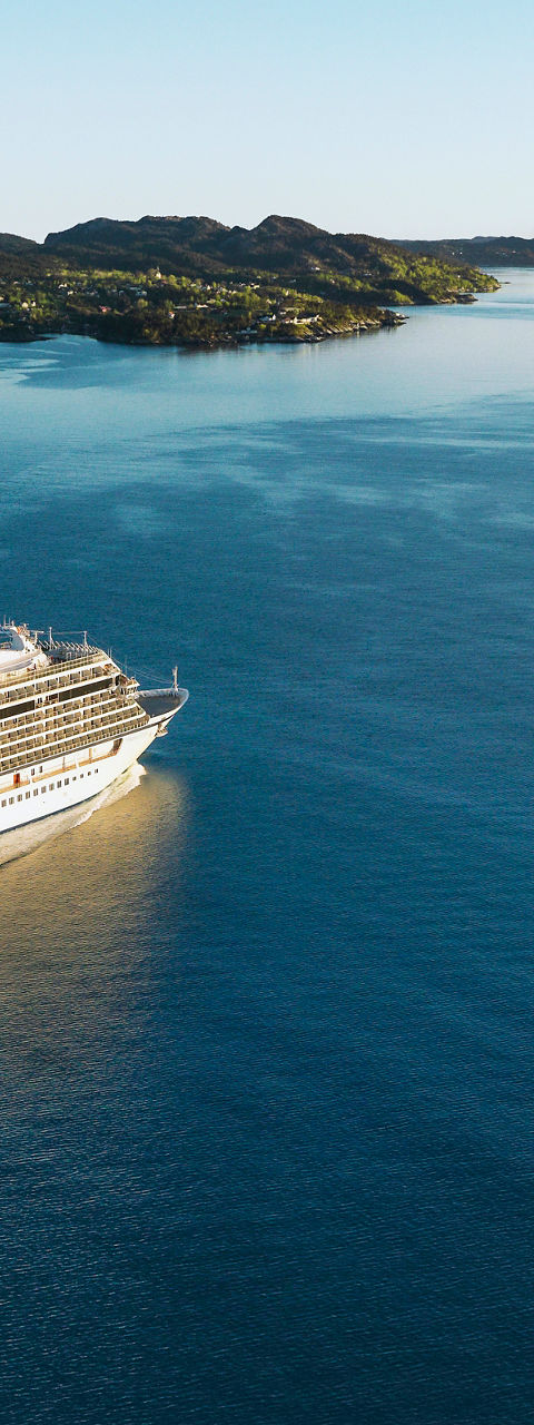 Cruise ship sailing through calm waters