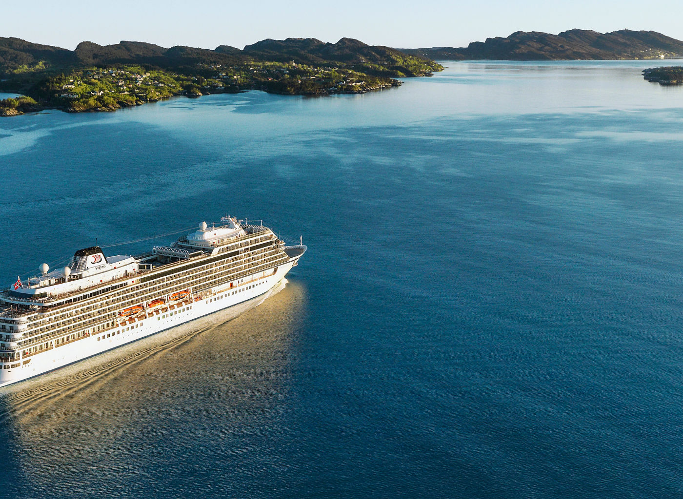 Cruise ship sailing through calm waters